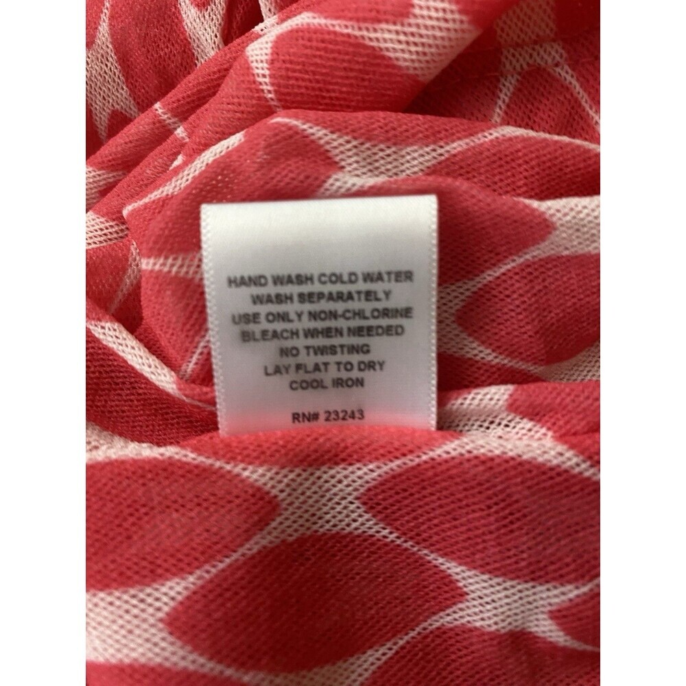 New York & Company Sleeveless Blouse Coral White Geometric Pattern Size M - Picture 8 of 9